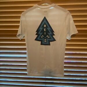 REI White Tee with Blue Tree Graphic